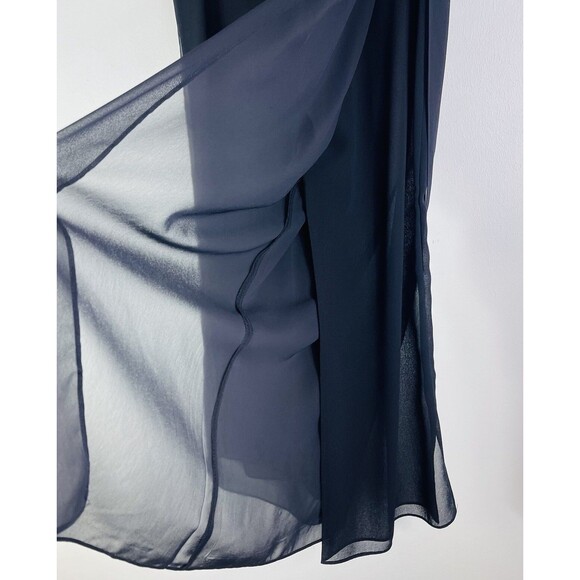 Black Sheer Chiffon Wide Leg Palazzo Pants 8 Flowing Boho Dressy Evening Resort - Picture 6 of 12